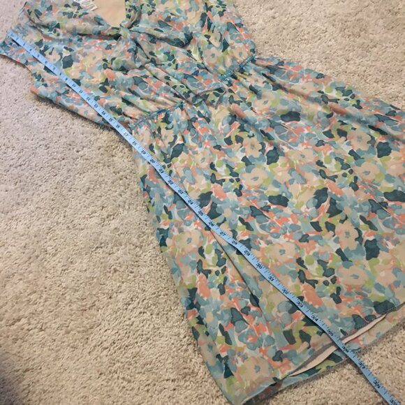 Bow Tie Floral Pastel Pointillist Sleeveless Summer Dress - Picture 15 of 15